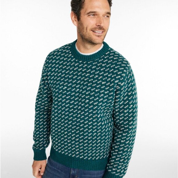 L.L. Bean Men's Bean's Classic Ragg Wool Sweater, Crewneck, Bird's-Eye - Picture 2 of 3